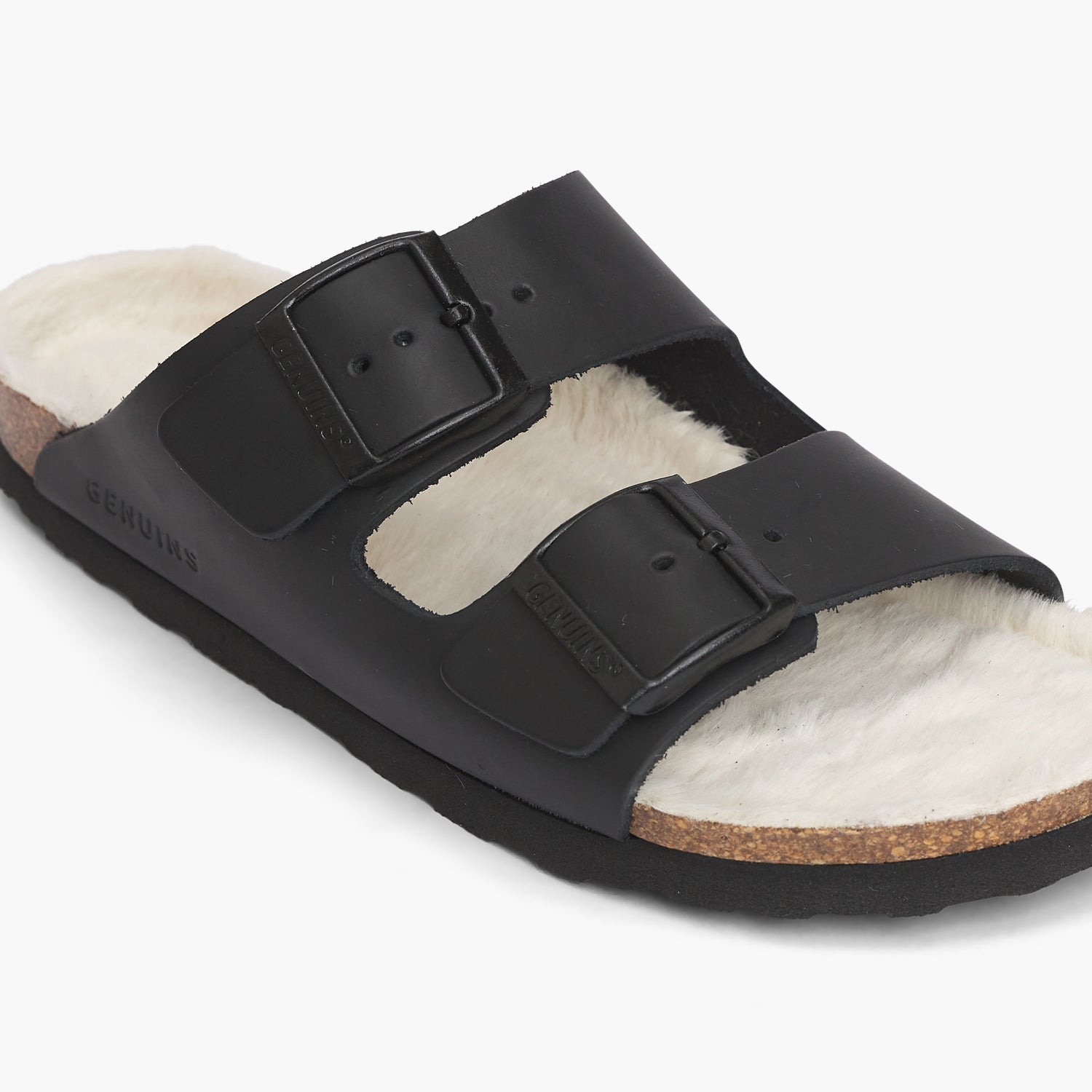 Faux fur sales sandals with strap