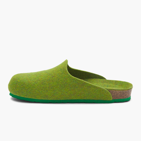 Green felt clog slipper