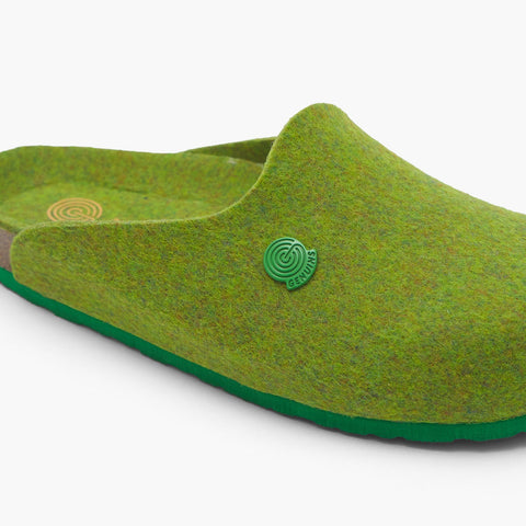 Green felt clog slipper